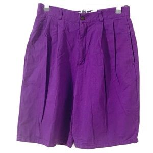 NWT Vintage Palmetto’s Loafers High Waisted Pleated Front Cotton Shorts Purple